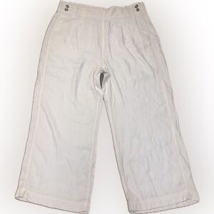 American Eagle Hi Rise Linen Blend Pleated Wide Leg Baggy Khaki Tan Pants 16